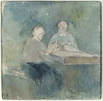 Two Peasants at the Table, c.1874 by Camille Jacob Pissarro